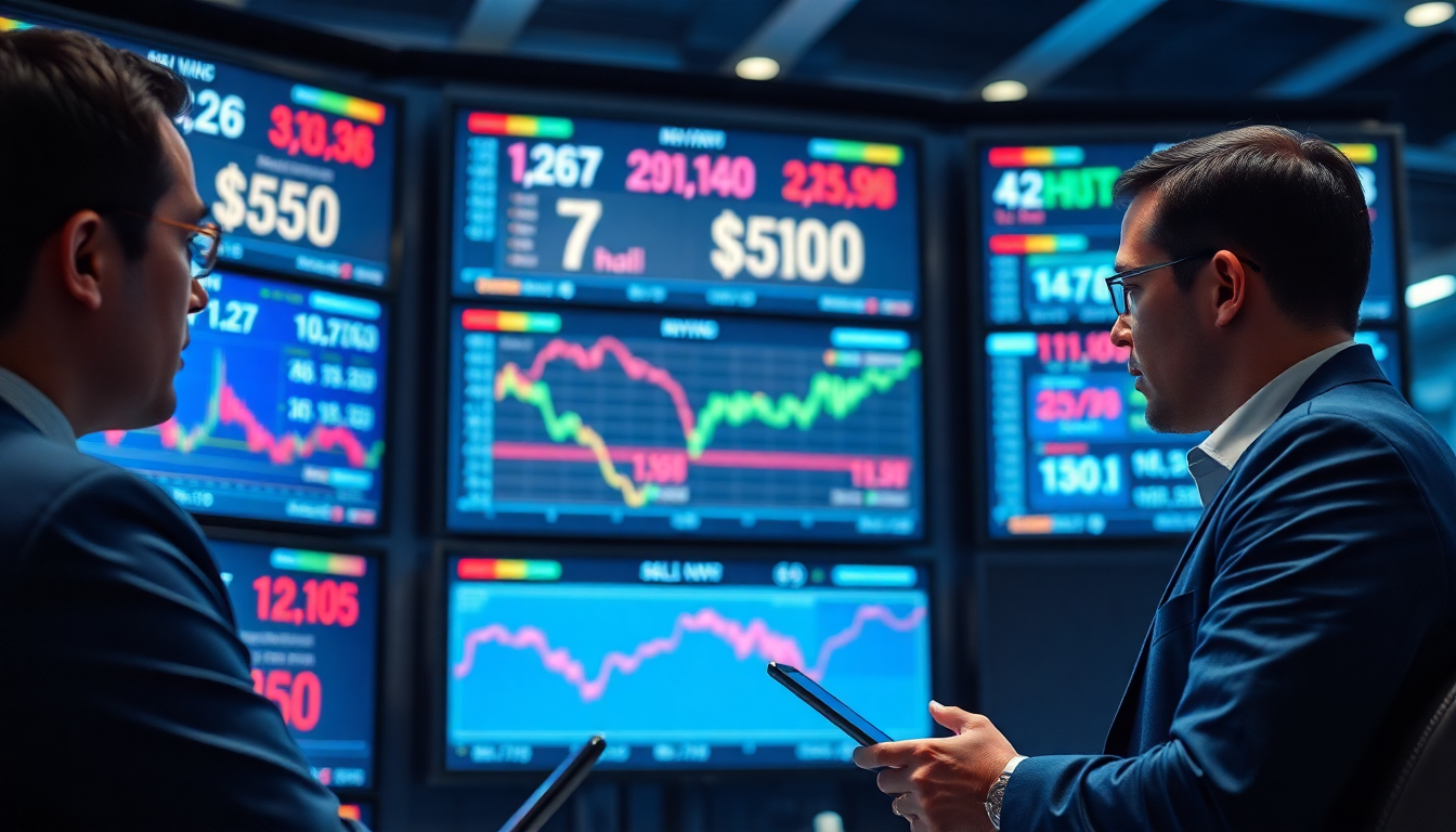 글로벌 투자자들이 SK하이닉스 주식 데이터를 분석하며 주가 상승과 달러 프리미엄 효과를 기대하는 모습