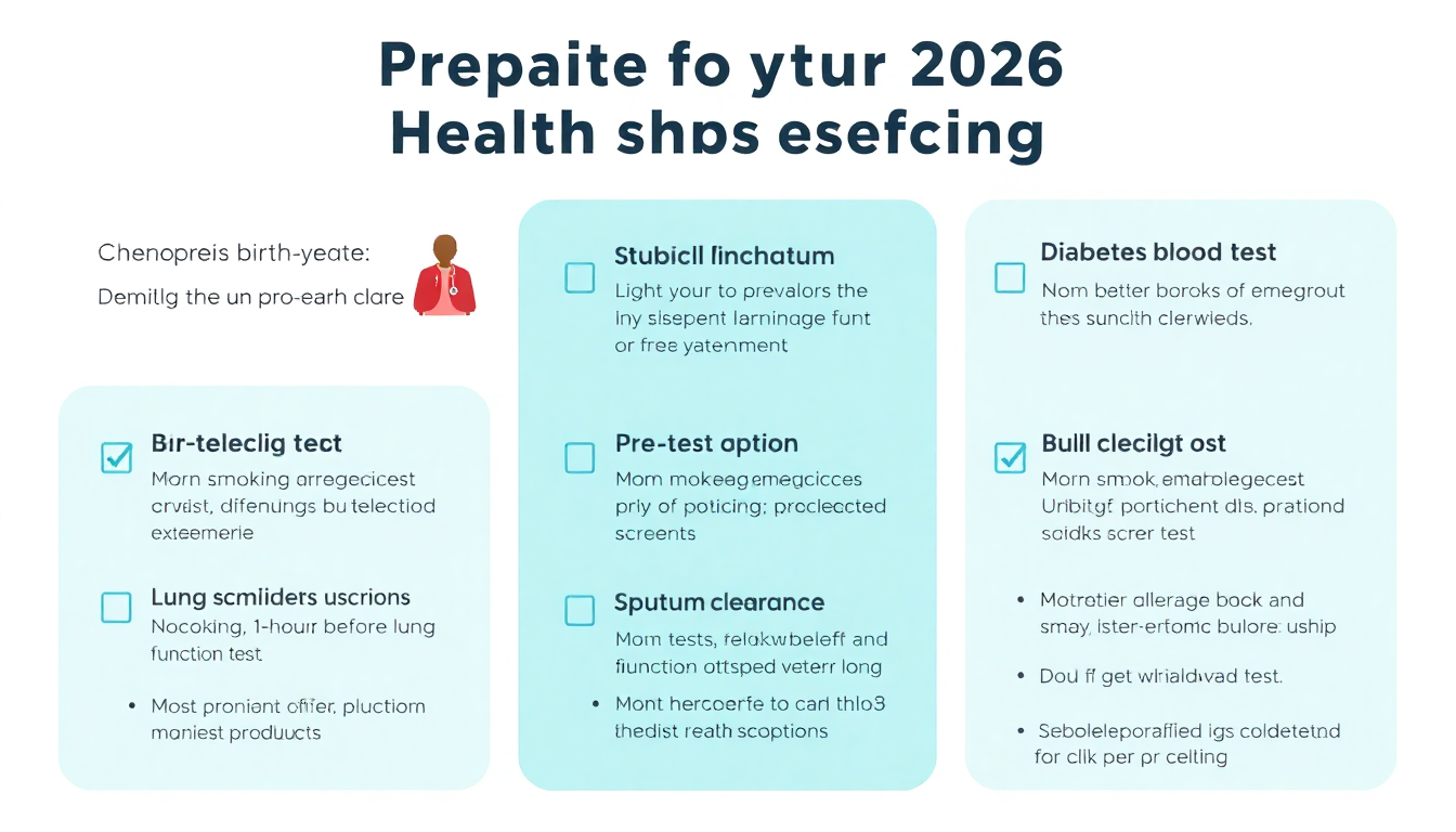 2026년 건강검진 준비사항 체크리스트를 시각적으로 표현한 인포그래픽 이미지
