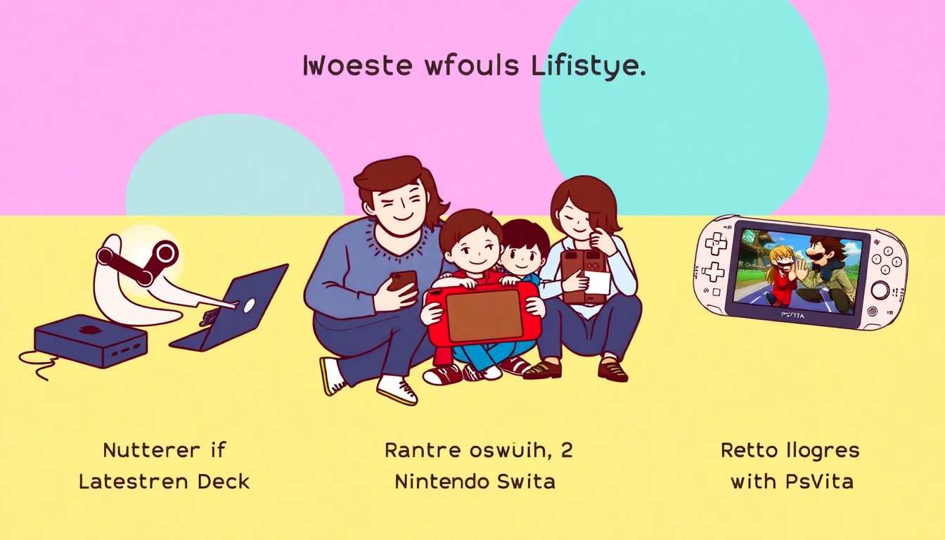 사용자 라이프스타일에 맞춰 스팀 덱, 닌텐도 스위치2, PS 비타를 선택하는 모습의 이미지