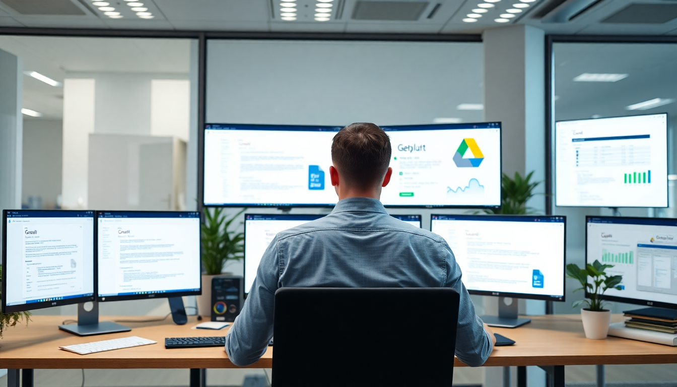 구글 생태계와 완벽히 연동된 제미나이 AI가 문서 요약과 이메일 초안을 지원하는 오피스 환경