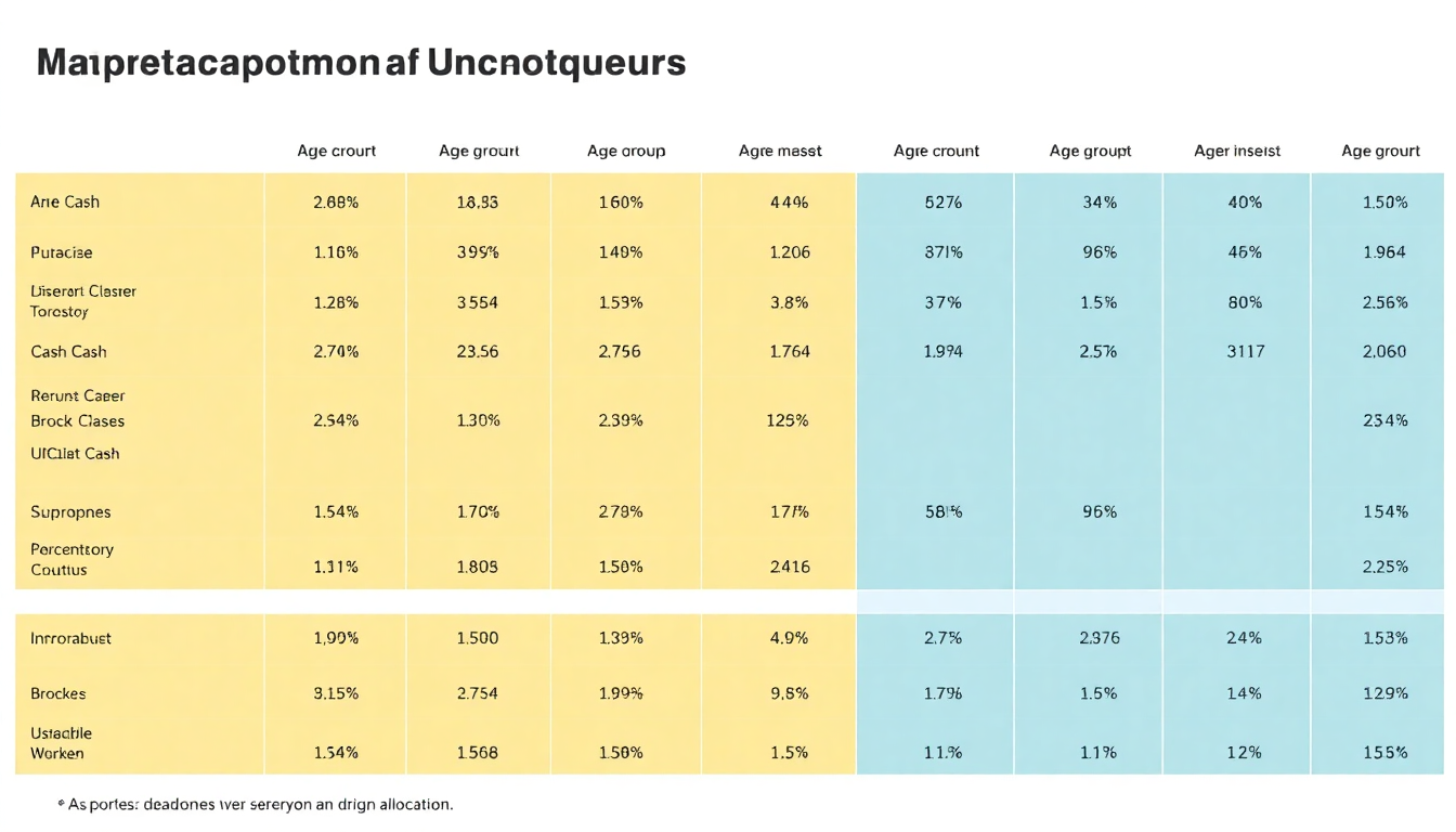 연령대별 자산 클래스별 배당 투자자 포트폴리오 구성 전략을 보여주는 차트