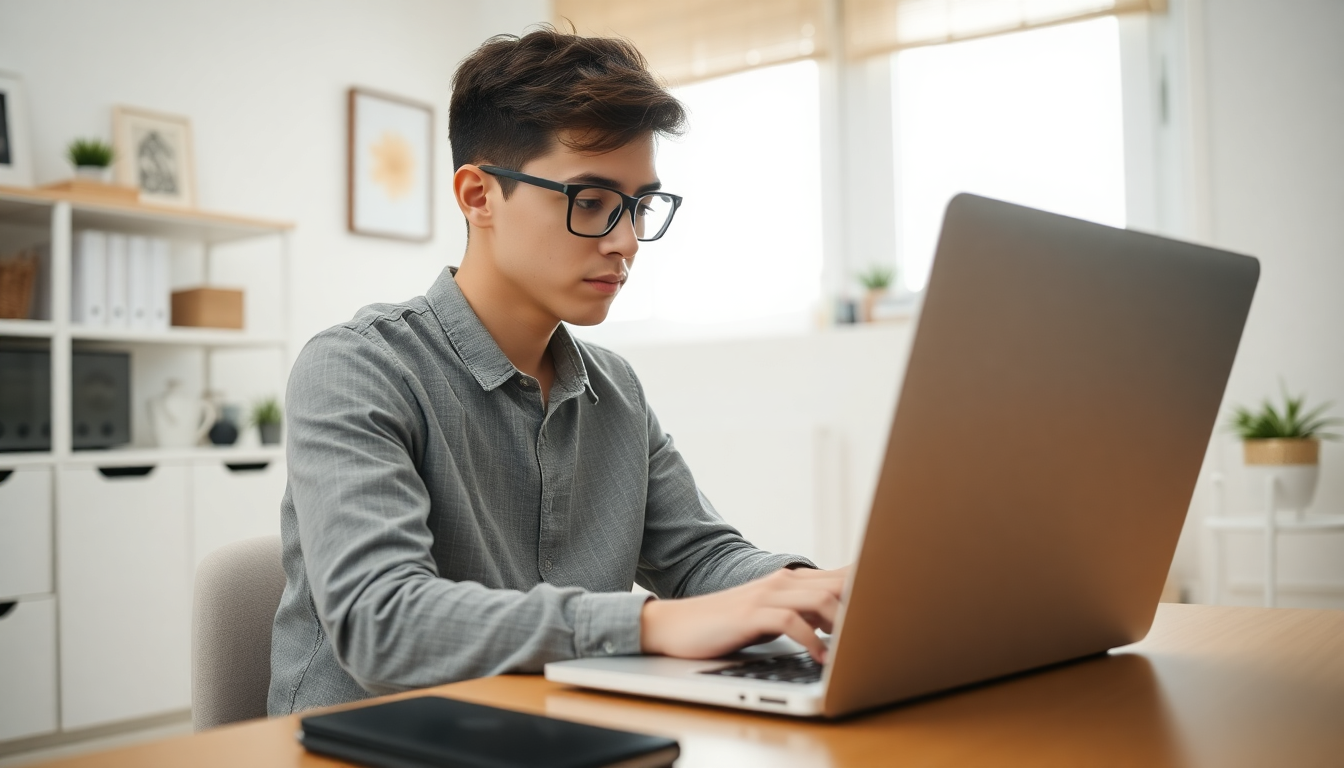 1인 가구 직장인의 집중하며 혼자 일하는 모습과 고독감을 표현한 홈오피스