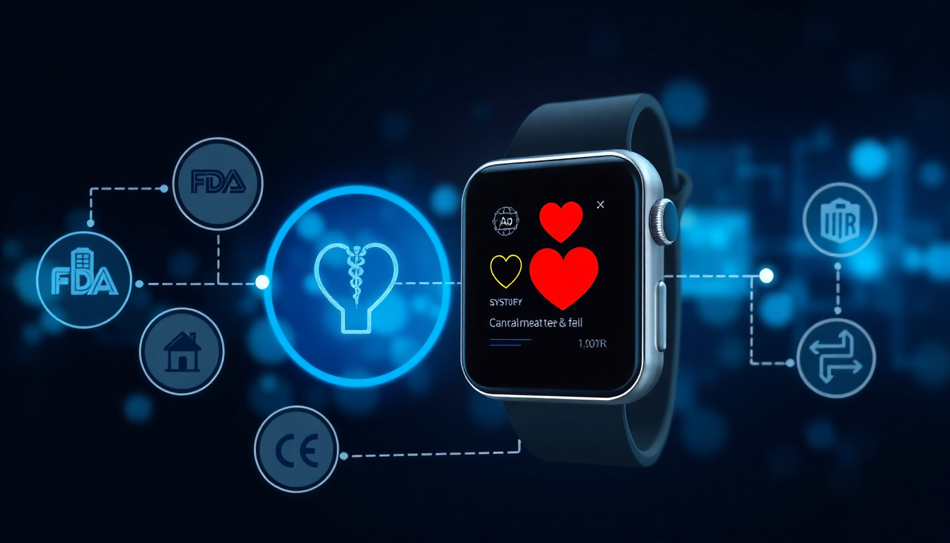 의료기기 인증과 호환성, 의료 데이터 표준화를 상징하는 이미지