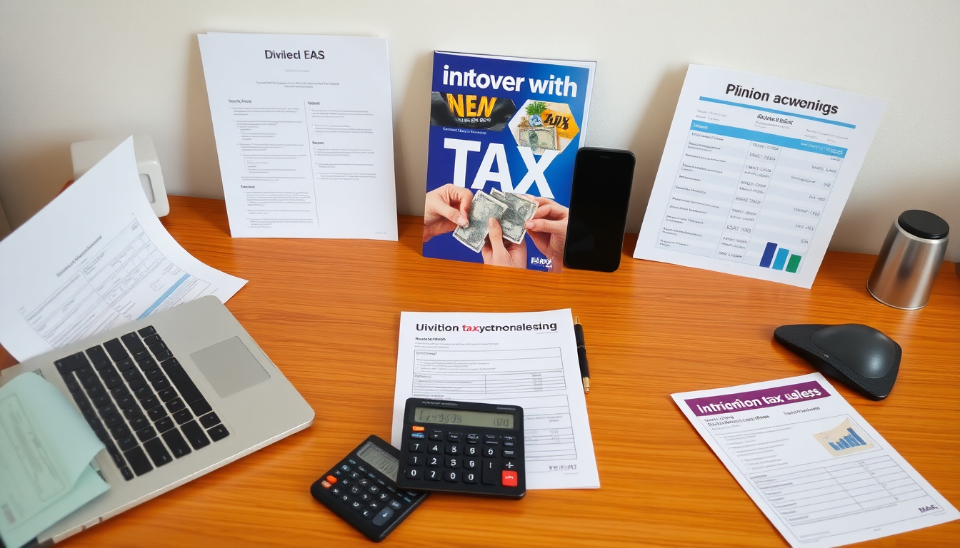 ISA 계좌서류, 연금 절세 자료, 배당 소득세 계산 문서가 놓인 세금 최적화 관련 사무용 책상