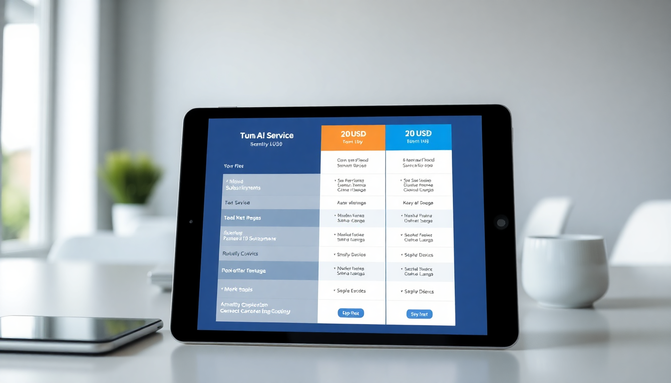 월 20달러 내외 AI 구독료와 주요 혜택을 보여주는 비교 차트