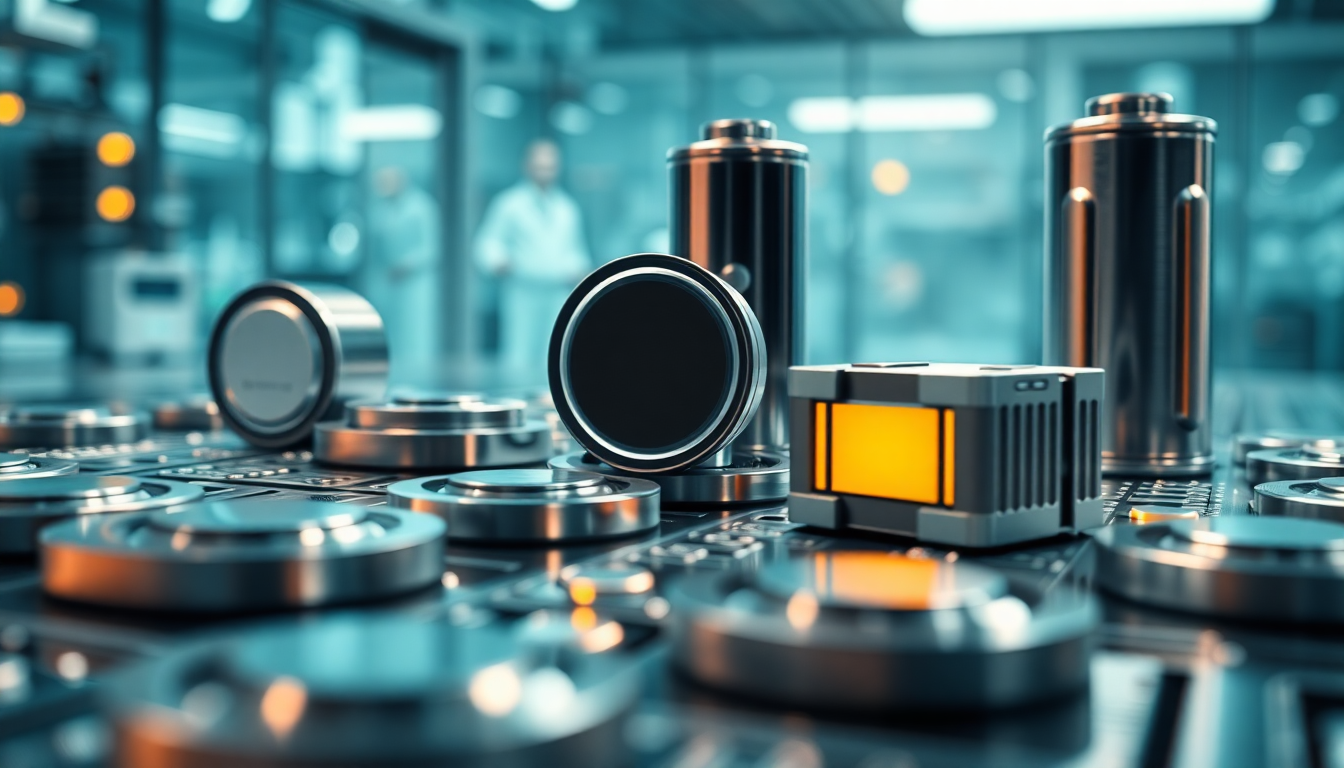 LFP, NCM, 전고체 배터리 등 첨단 배터리 기술과 실험실 이미지