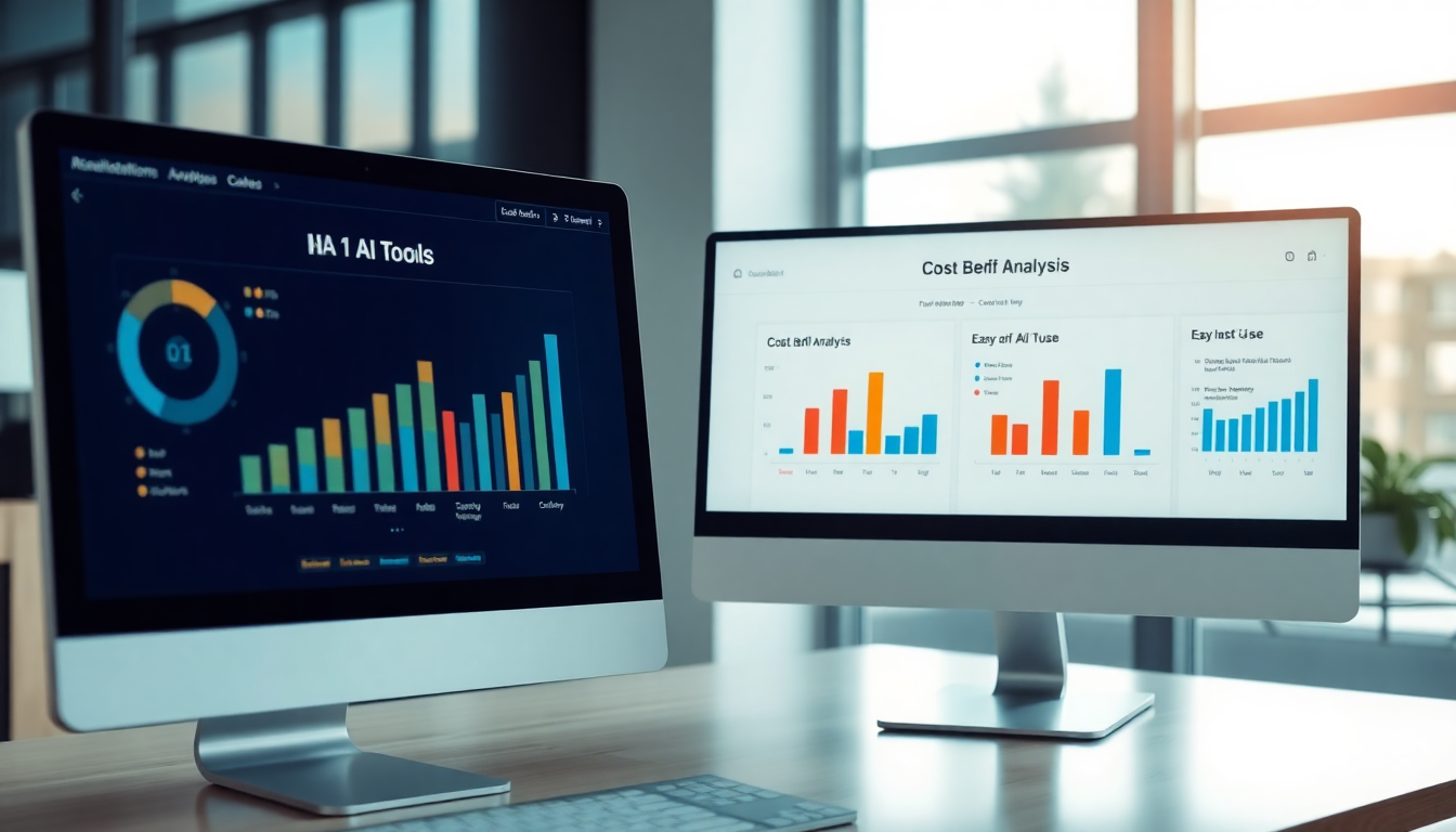 비용 대비 효과 분석과 활용 난이도 차트를 보여주는 AI 도구 선정 화면