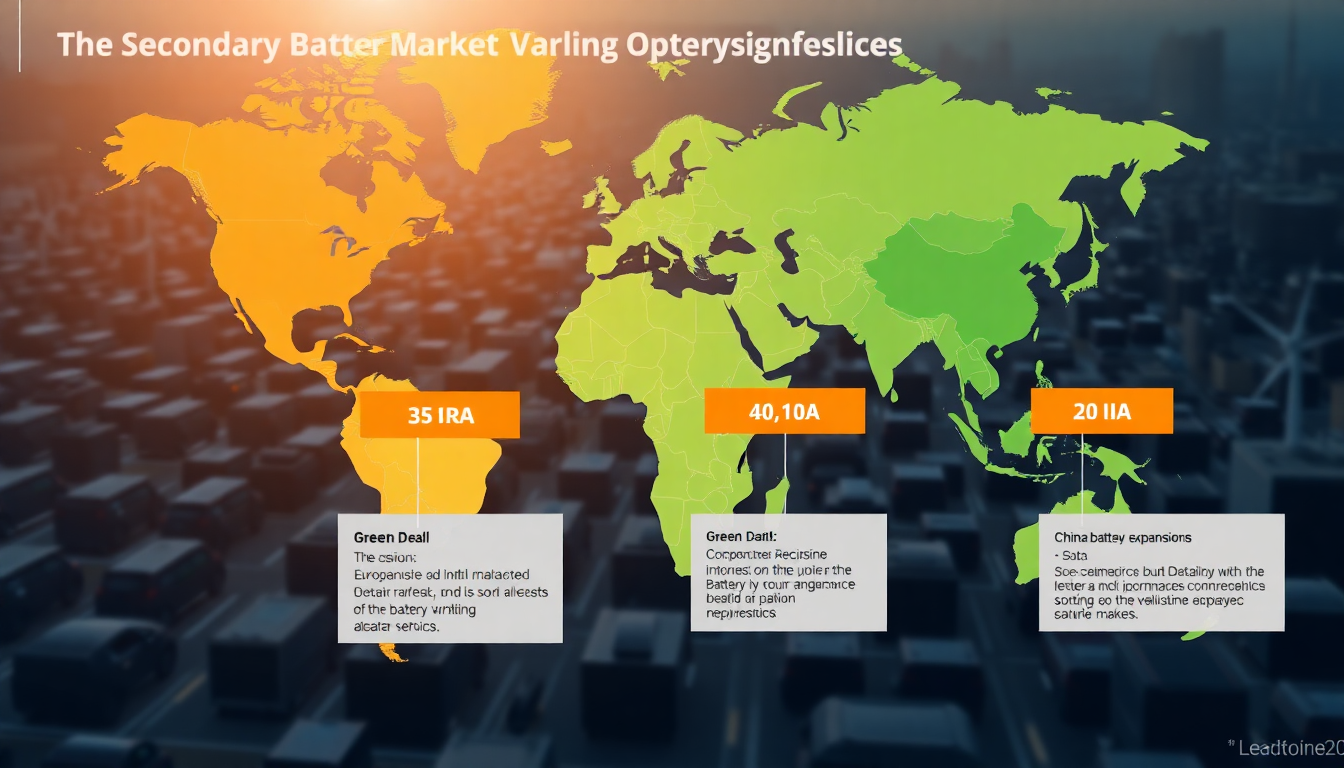북미, 유럽, 아시아 2차전지 시장과 주요 정책 모멘텀을 보여주는 글로벌 지도