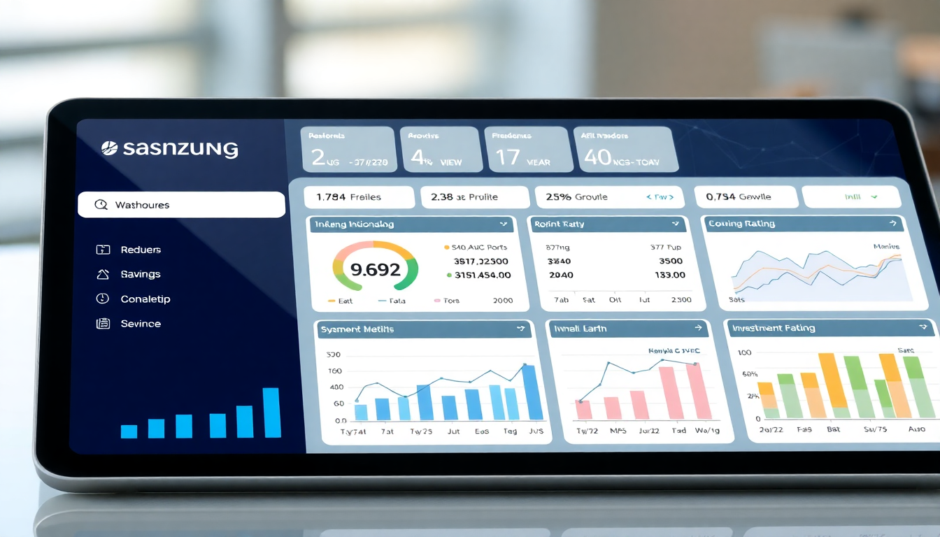 삼성전기 주가와 재무 지표가 표시된 디지털 대시보드 화면