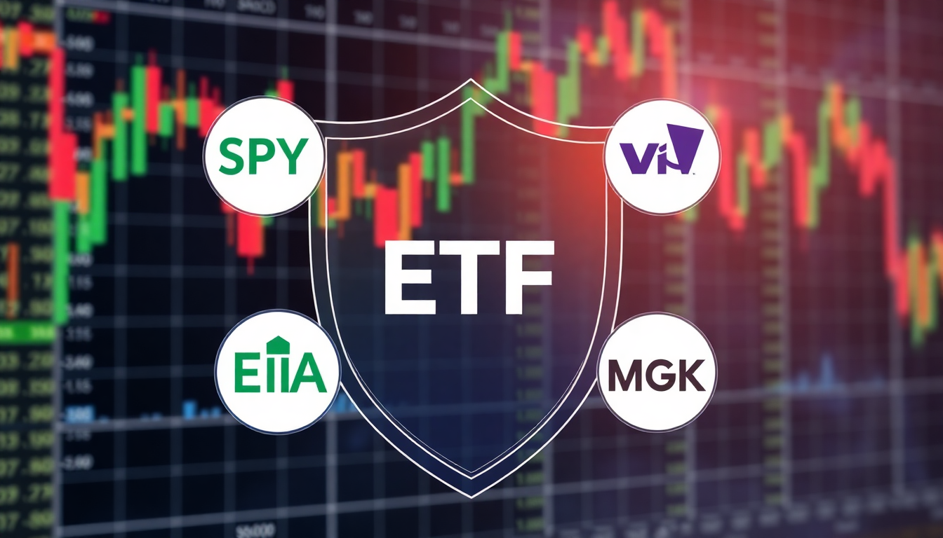 핵심 자산 주요 ETF들과 지수 차트를 형상화한 이미지