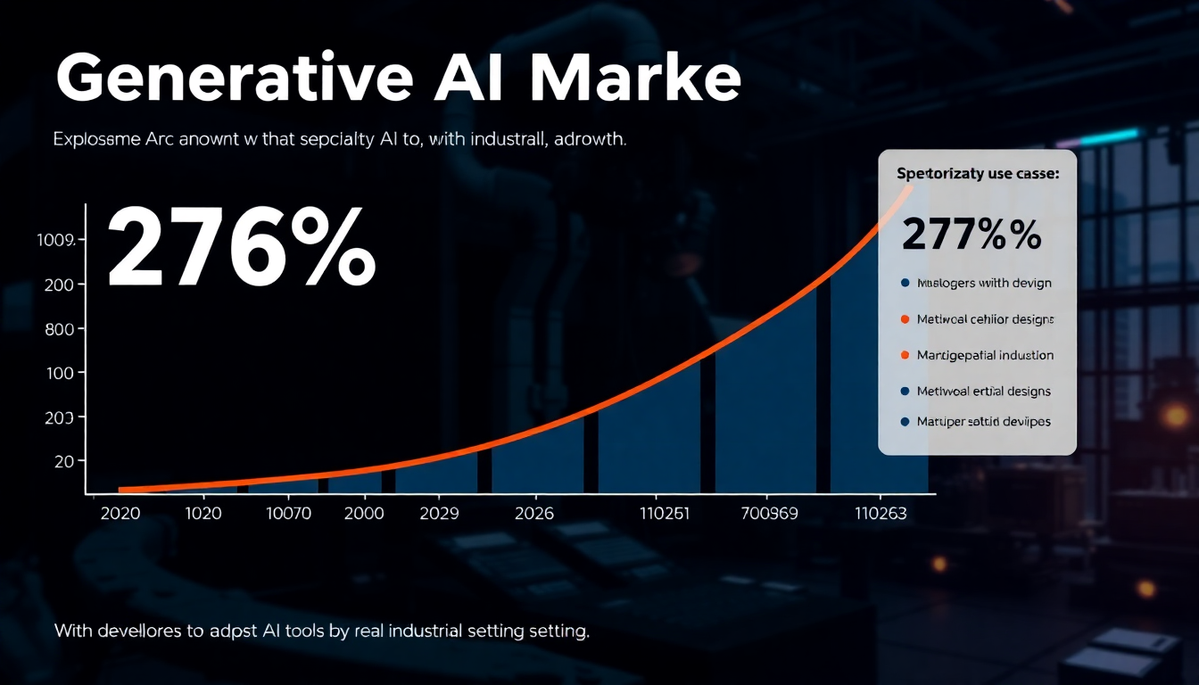 2026년 이후 생성형 AI 시장의 폭발적 성장과 전문화 트렌드를 보여주는 그래프와 인포그래픽