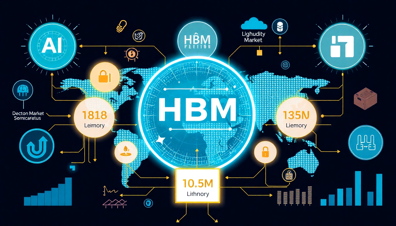 AI와 HBM 등 반도체 시장 트렌드와 상호작용을 역동적으로 보여주는 시각적 이미지