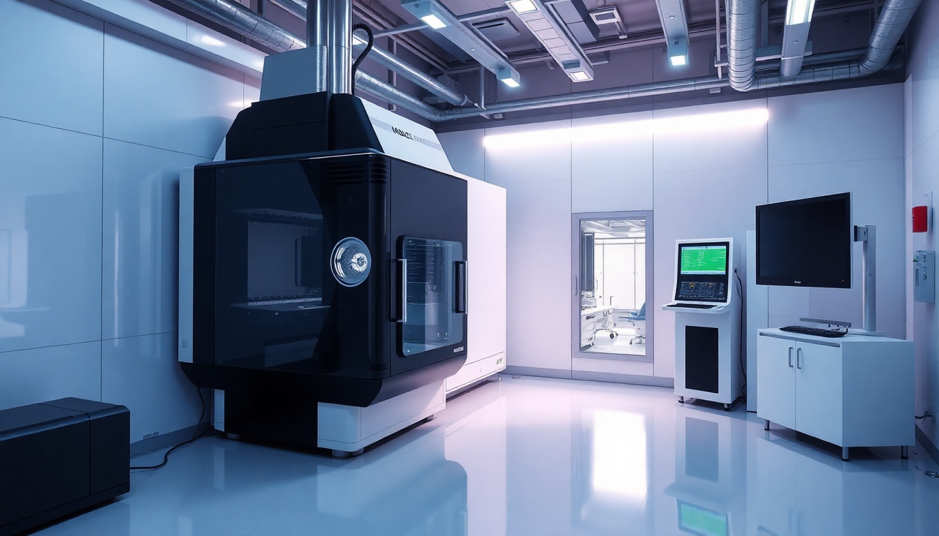 최첨단 EUV 리소그래피 장비가 작동 중인 청정실 내부 모습