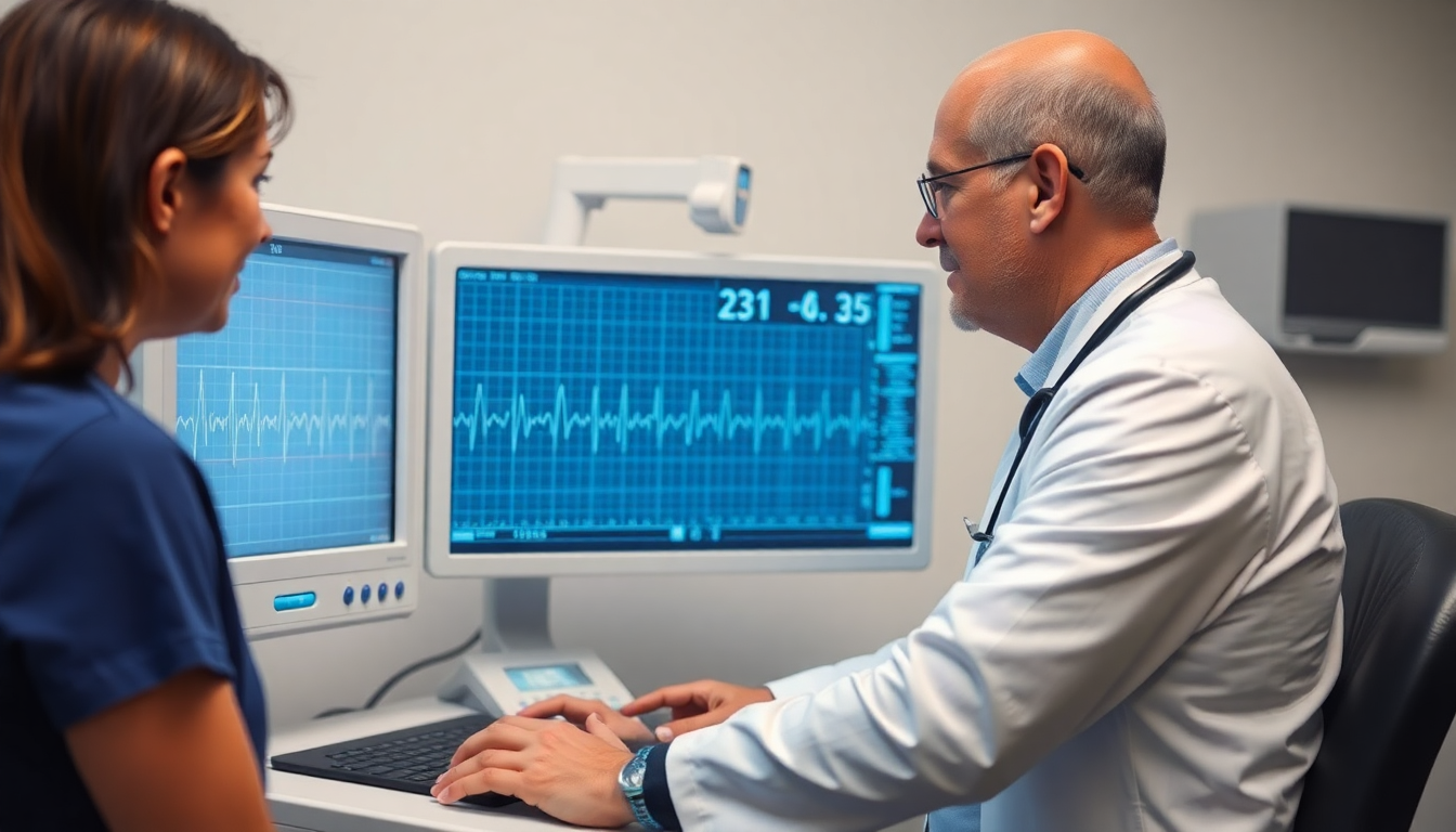 심전도 검사가 진행되는 심혈관 건강검진 장면