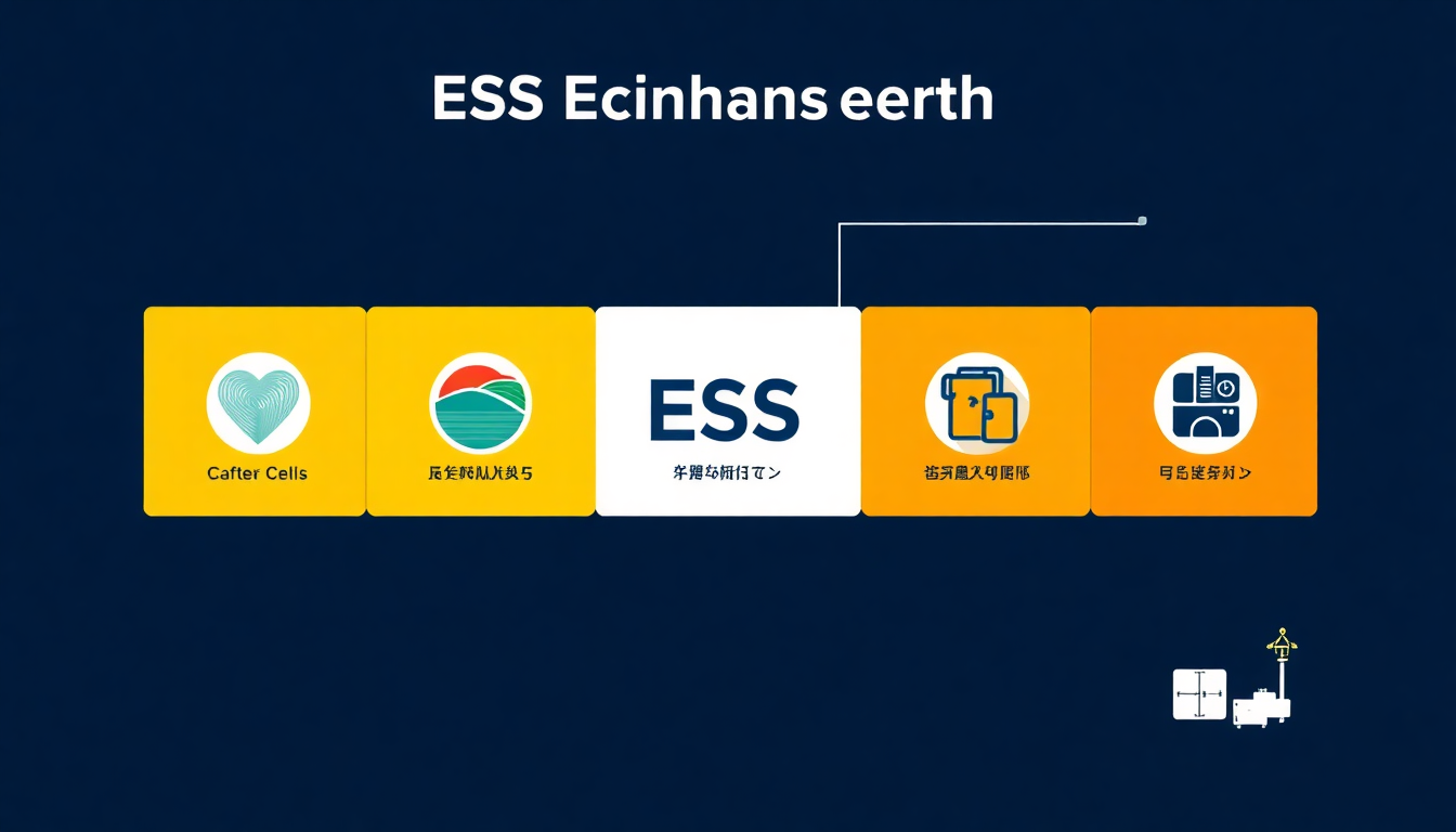 ESS 산업의 5단계 구성 요소와 관련 기업 구조를 시각화한 이미지