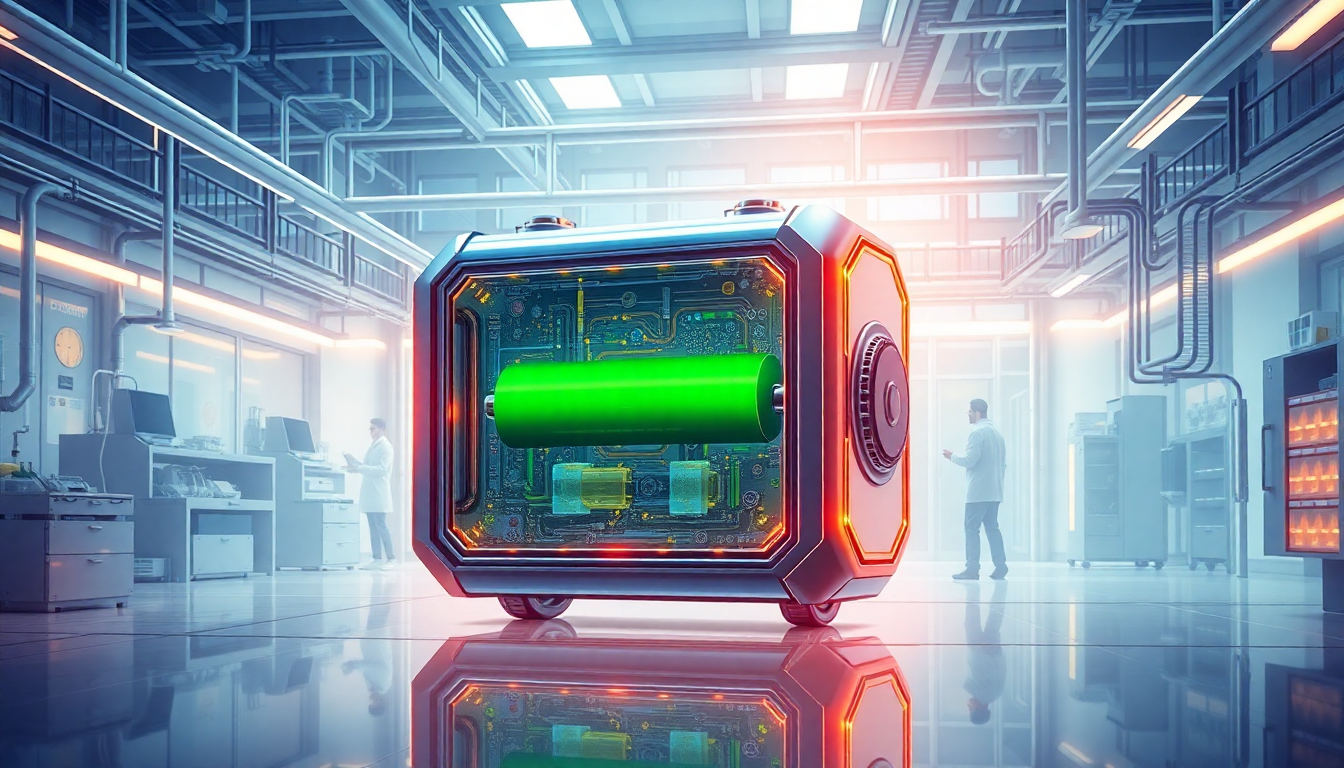 과학자들이 첨단 기술을 연구하는 미래형 나트륨 이온 배터리 실사 이미지