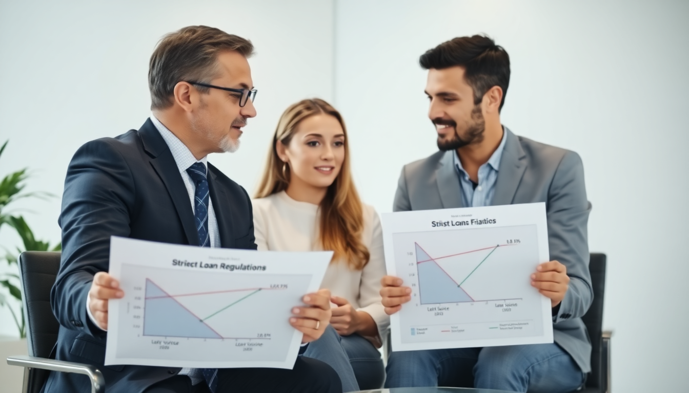 DSR과 LTV 대출 규제에 대해 설명하는 금융 전문가와 청약 당첨자 부부