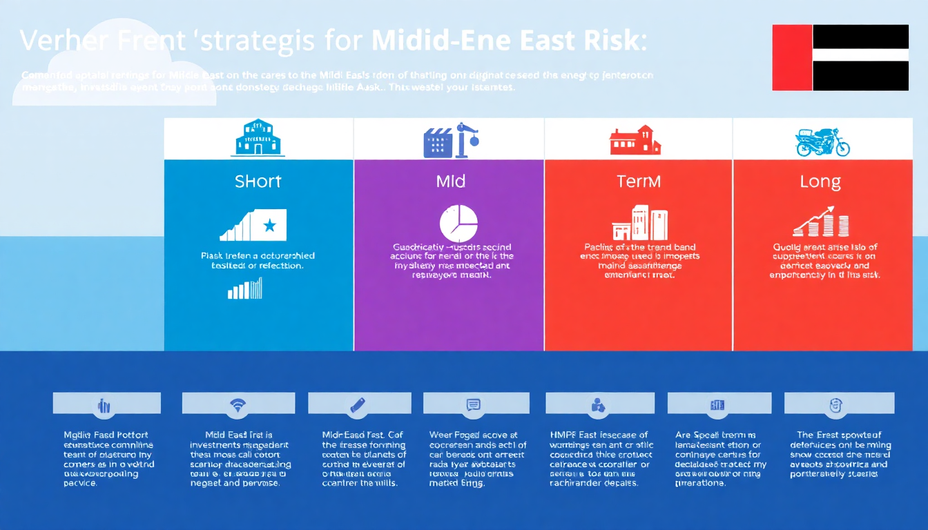 중동 리스크 관리의 단기, 중기, 장기 투자 전략 로드맵 인포그래픽