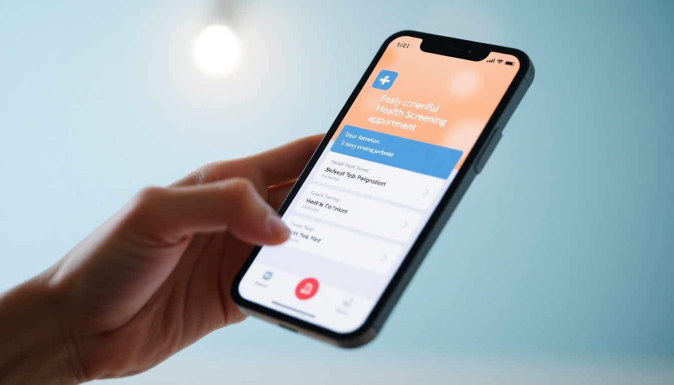 건강검진 온라인 예약 시스템을 보여주는 스마트폰 화면
