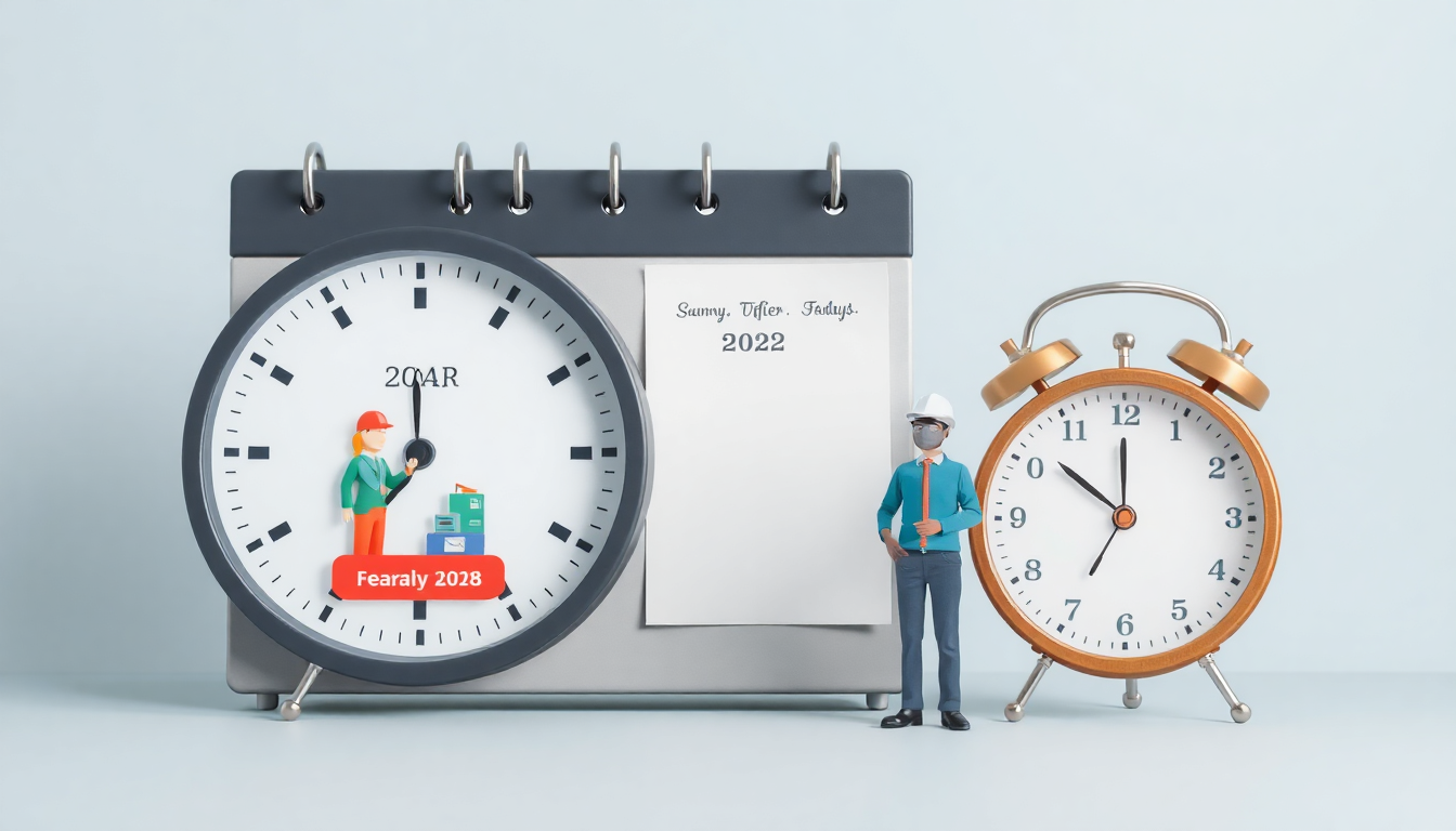 직장인 건강검진 주기를 나타내는 달력과 시계 이미지