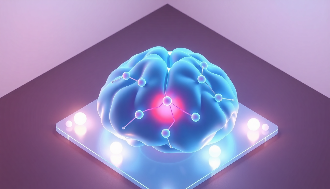 그랩바디 B 플랫폼을 상징하는 뇌혈관장벽과 신경망을 표현한 3D 미니멀리즘 일러스트