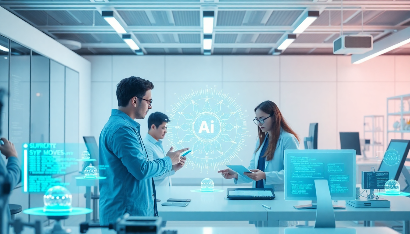 혁신적인 AI 코딩 에이전트 연구 개발 현장을 미래지향적이고 세련되게 표현한 이미지