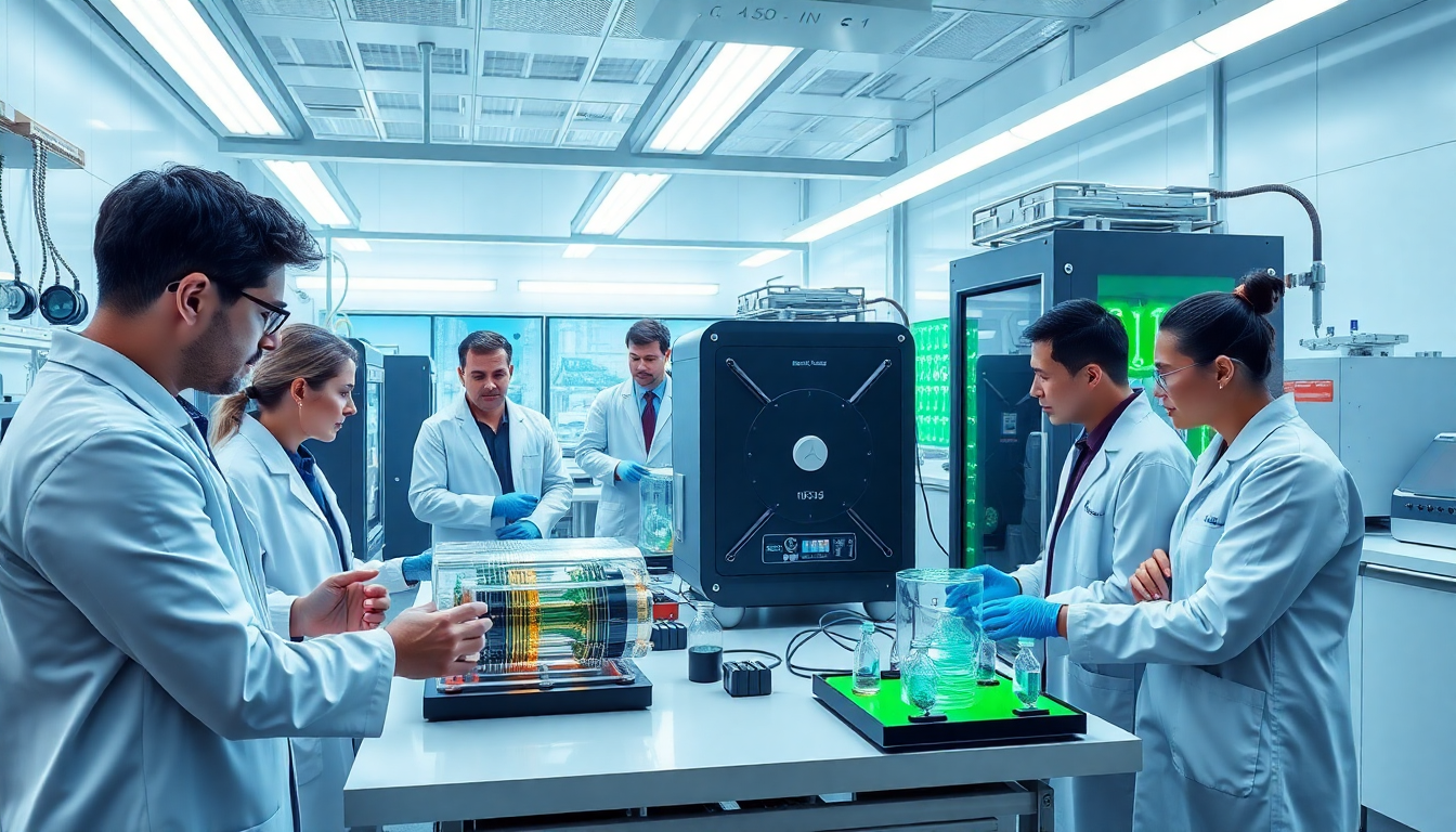 혁신적 신재생에너지 기술 연구 개발을 하는 밝고 미래지향적인 연구소 모습